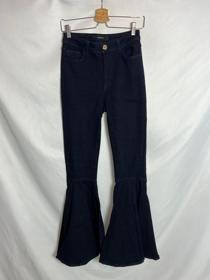 UTERQÜE. Pantalón denim volantes T.38