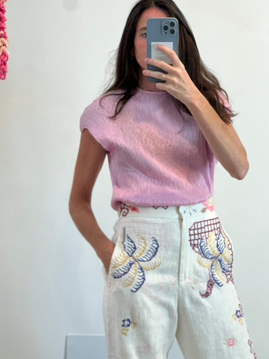 MASSCOB. Top rosa claro textura