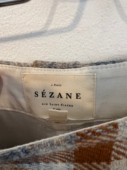 SEZANE. Checked wide-leg trousers size 34
