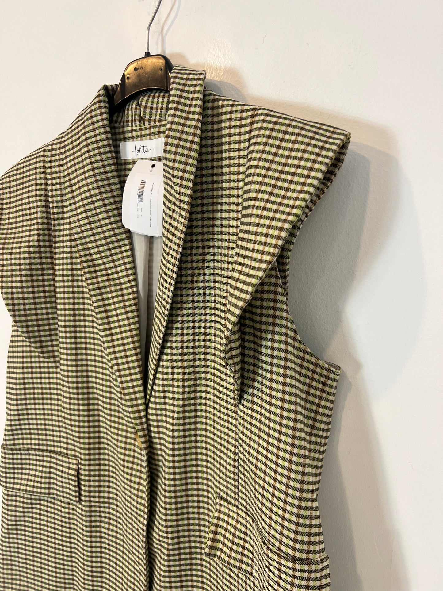LOLITA. Chaleco de cuadros verde y marrón T.m