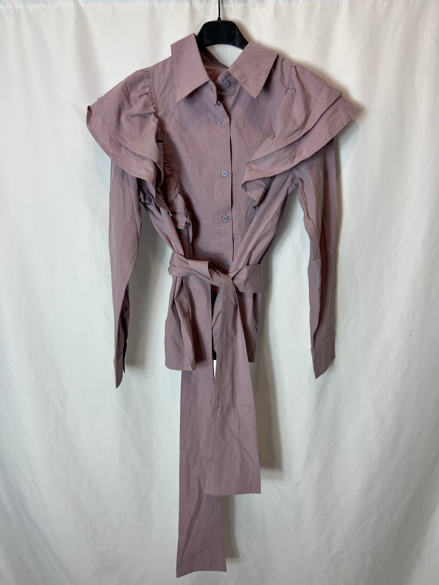 MARIETH. Mauve blouse with ruffles T.xs