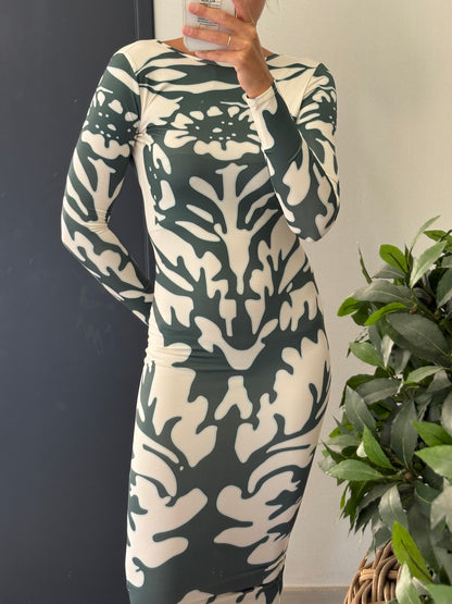 CATCHALL. Vestido largo estampado elástico. T S