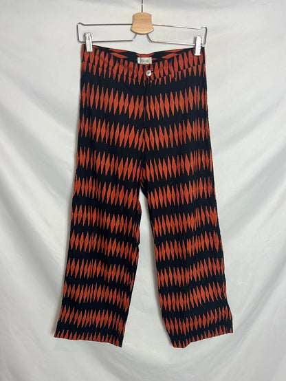 NICOLI. Pantalón culotte estampado naranja. T36
