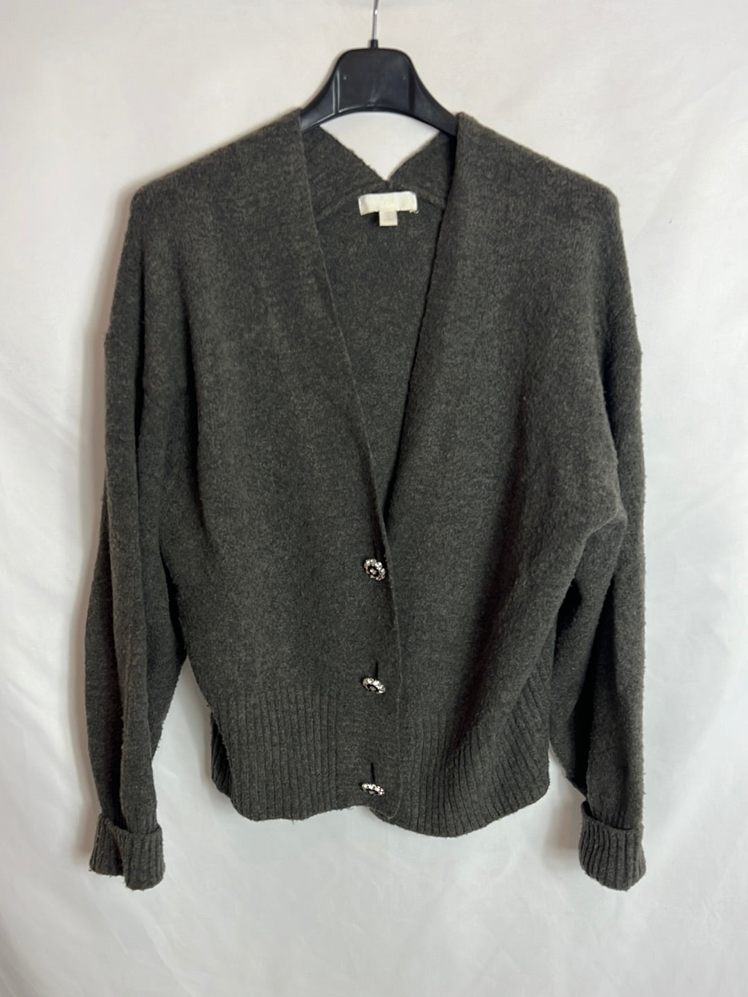 H&amp;M. Green buttoned knit jacket. TS
