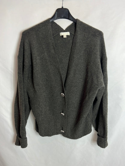 H&amp;M. Green buttoned knit jacket. TS