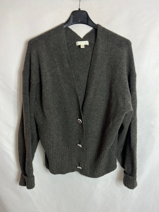 H&amp;M. Green buttoned knit jacket. TS