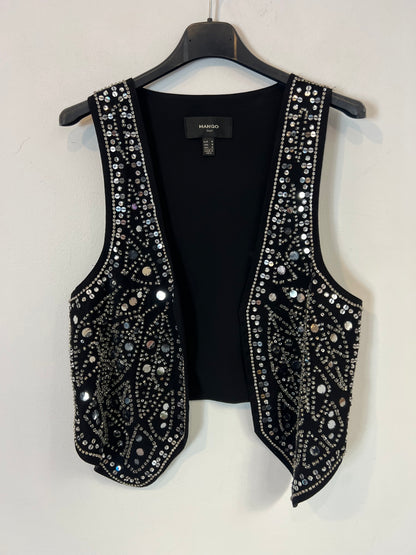 MANGO. Black rhinestone vest. TM