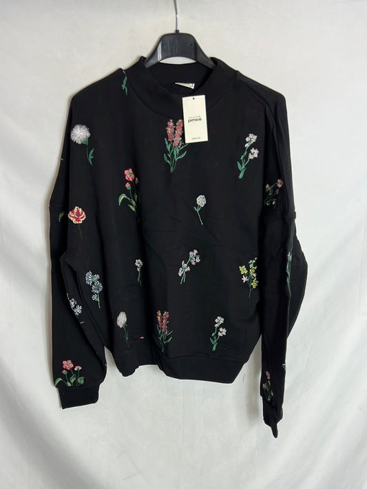 PIMKIE. Sudadera negra bordados. T S