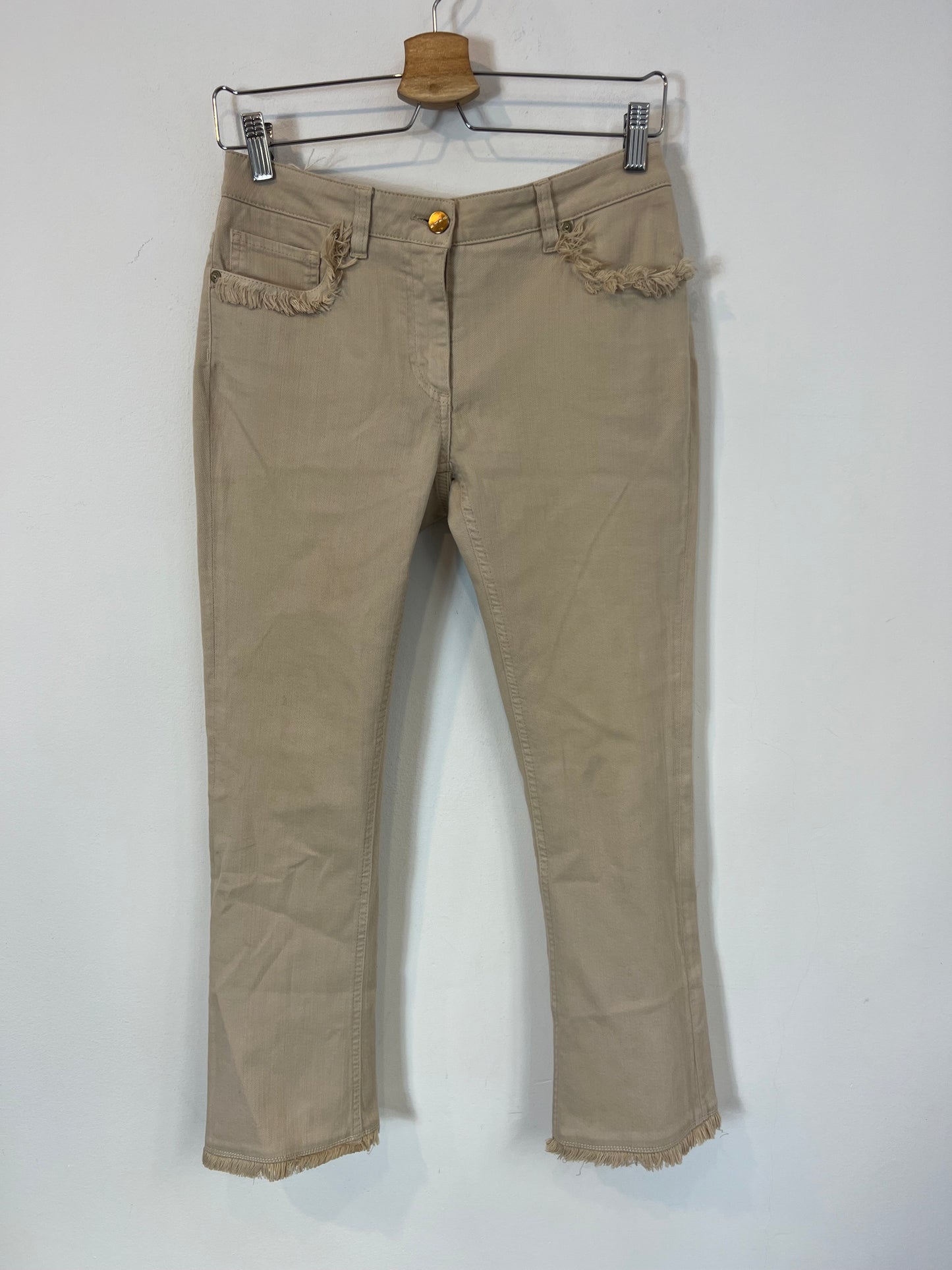 ETRO. Denim beige detalle flecos. T 27 (36)