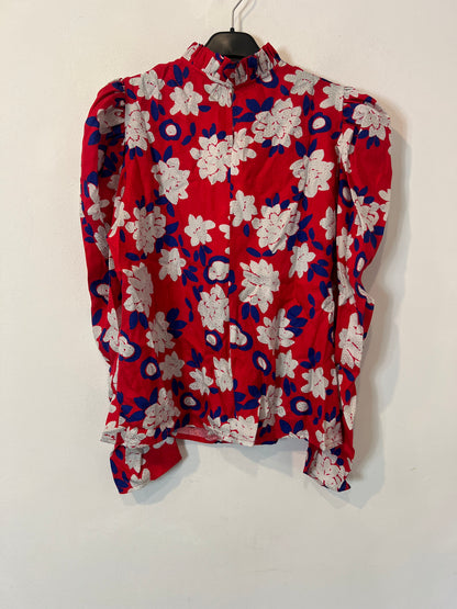 MAISON SHANGAI. Blusa roja estampada seda