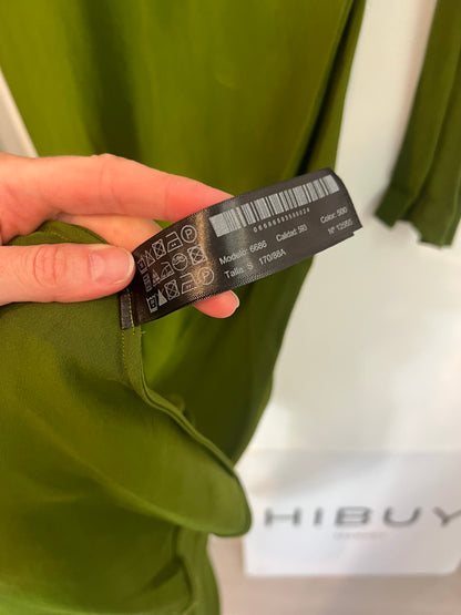 MASSIMO DUTTI. Vestido largo verde T.s