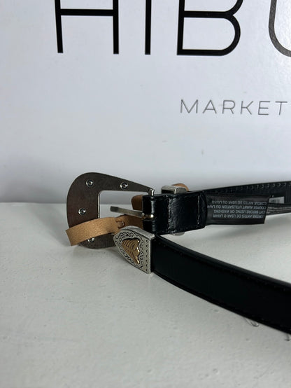 MANGO. Black belt with two-tone buckle. TM