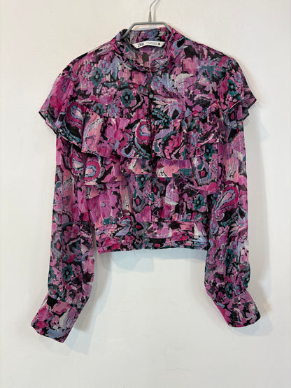 ZARA. Blusa semitransparente estampada