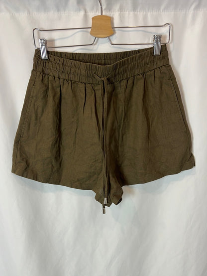 ZARA. Khaki green linen Bermuda shorts. TM