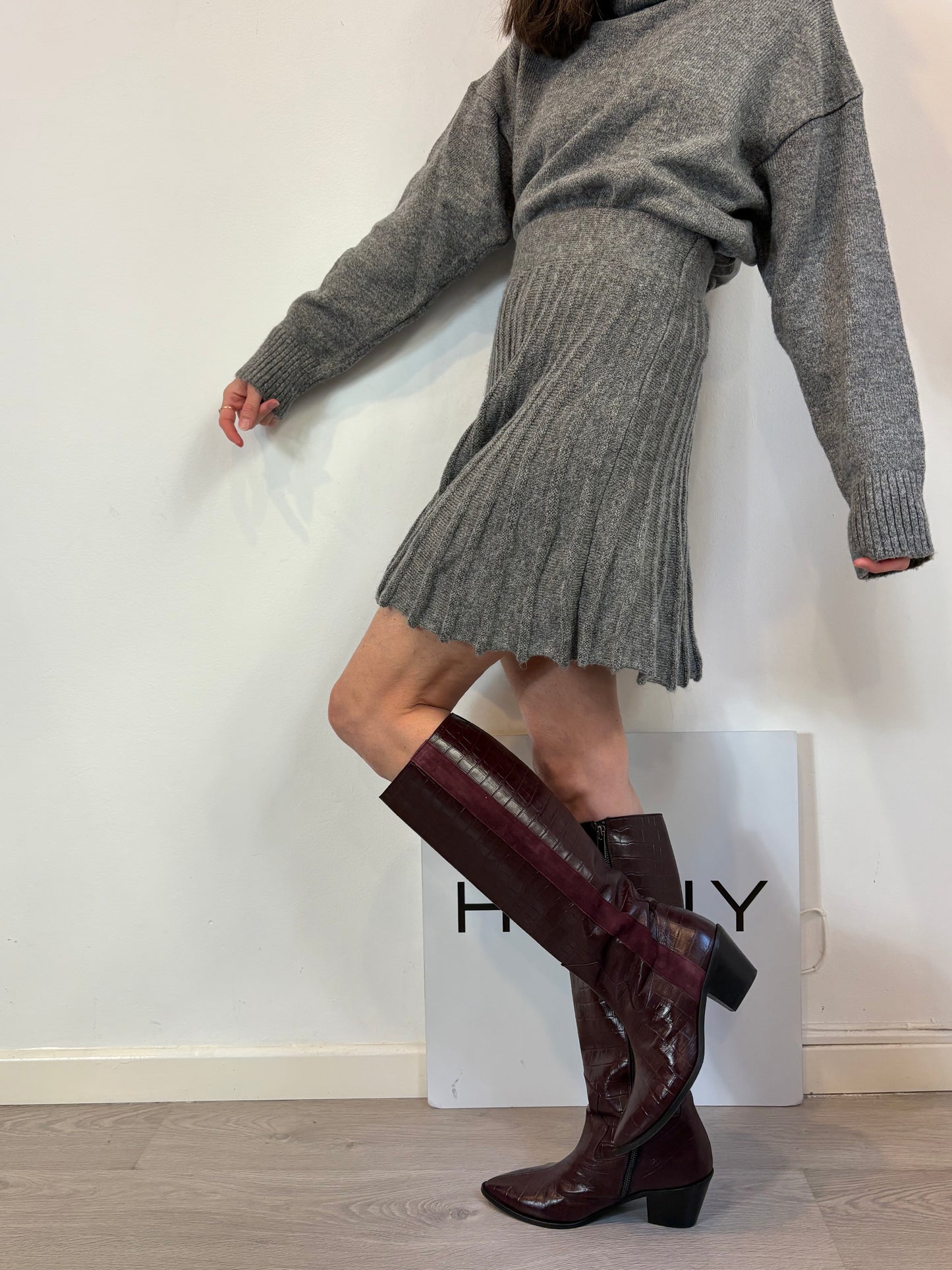 MICUIR. botas alta piel burdeos T.38