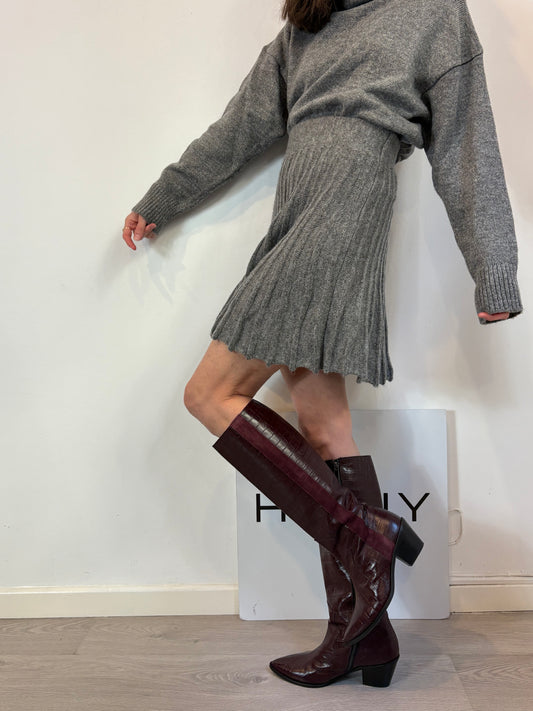 MICUIR. botas alta piel burdeos T.38
