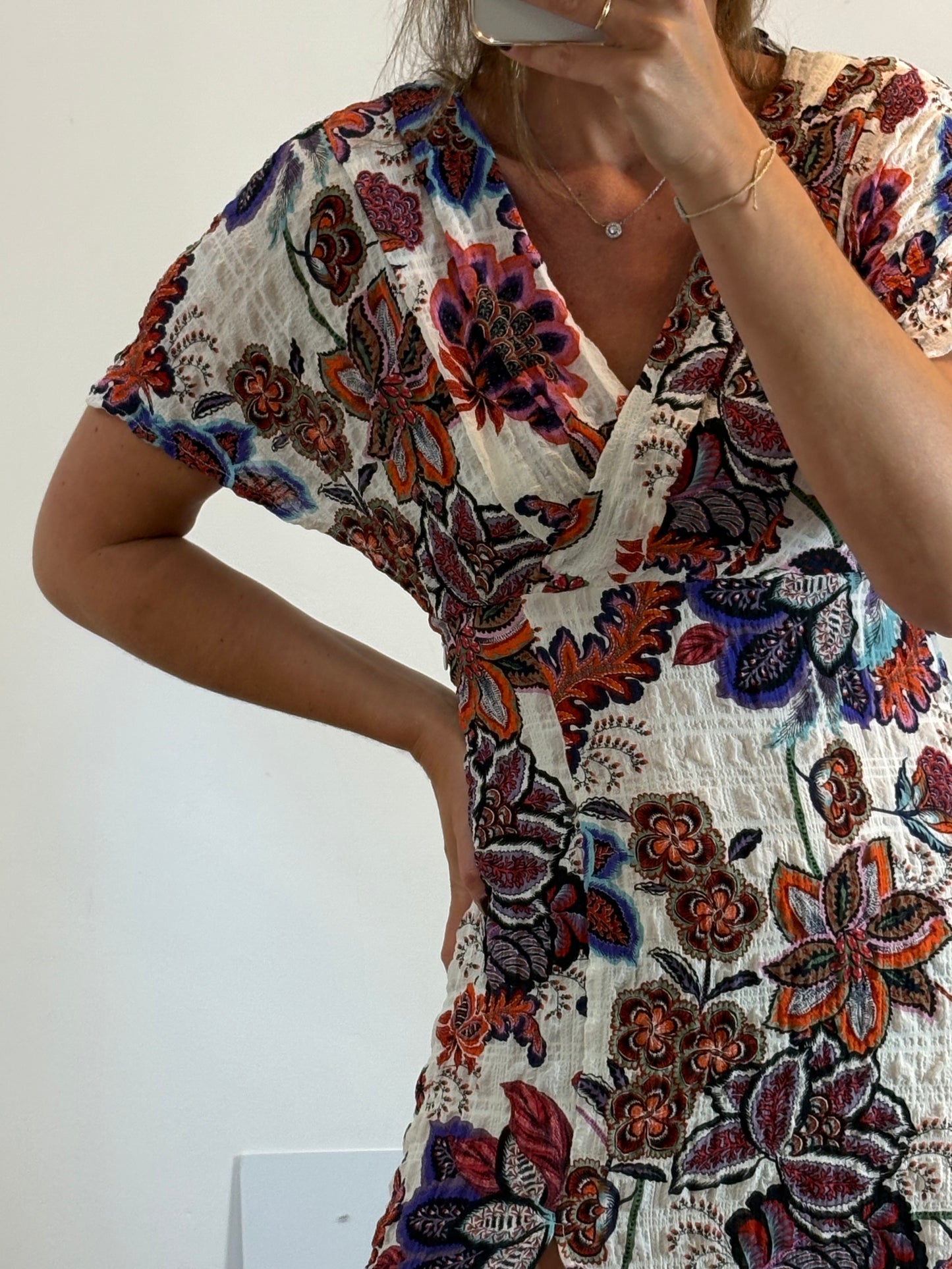 ZARA. Vestido largo textura estampado. T M