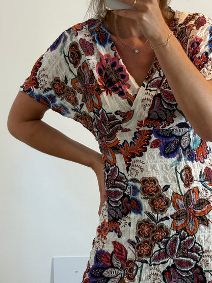 ZARA. Vestido largo textura estampado. T M