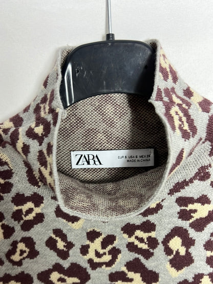 ZARA. Short animal print knit dress. TS