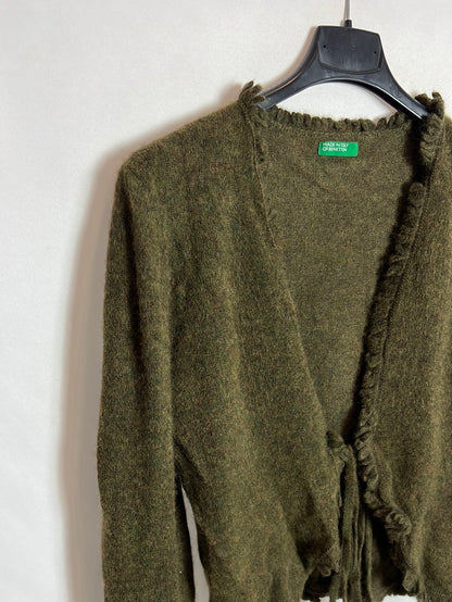 BENETTON. Rebeca verde jaspeada nudo. T S