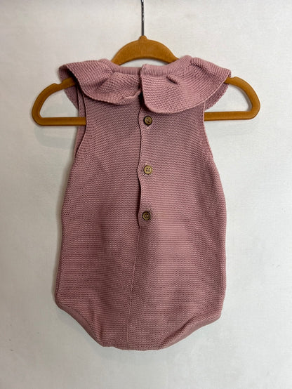NECK&amp;NECK. Pink knitted romper. Size 0-3 months