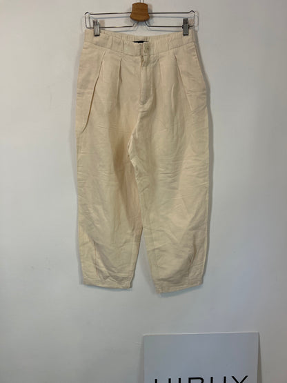 ZARA. Pantalón fluido beige T.s
