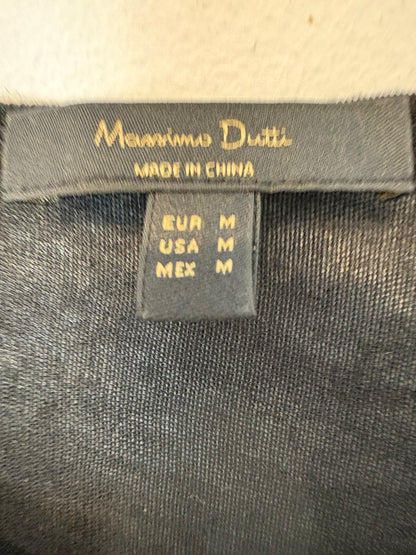 MASSIMO DUTTI. Top negro manga larga con lana. T M
