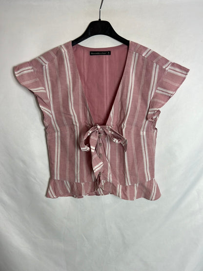 ABERCROMBIE&FITCH. Top rayas rosa y blanco T.s