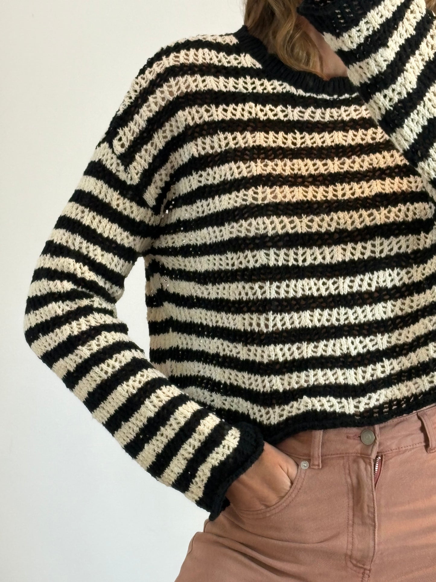 STRADIVARIUS. Jersey punto rayas. T S