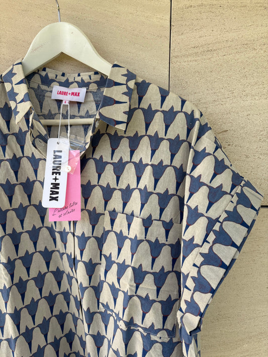 LAURE+MAX. Vestido estamapdo con lino