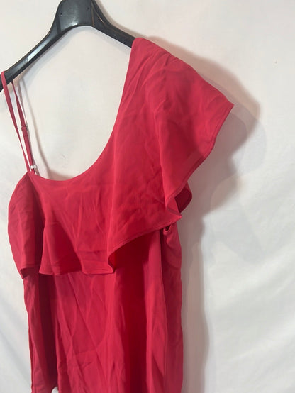 MASSIMO SUTTI. Top asimétrico volante rosa. T XS