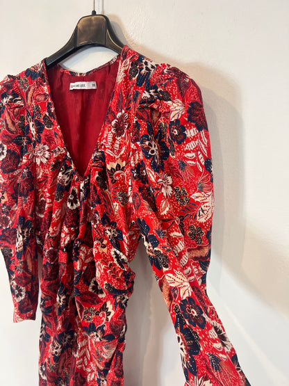SOPHIE AND LUCIE. Vestido midi rojo estampado. T 38