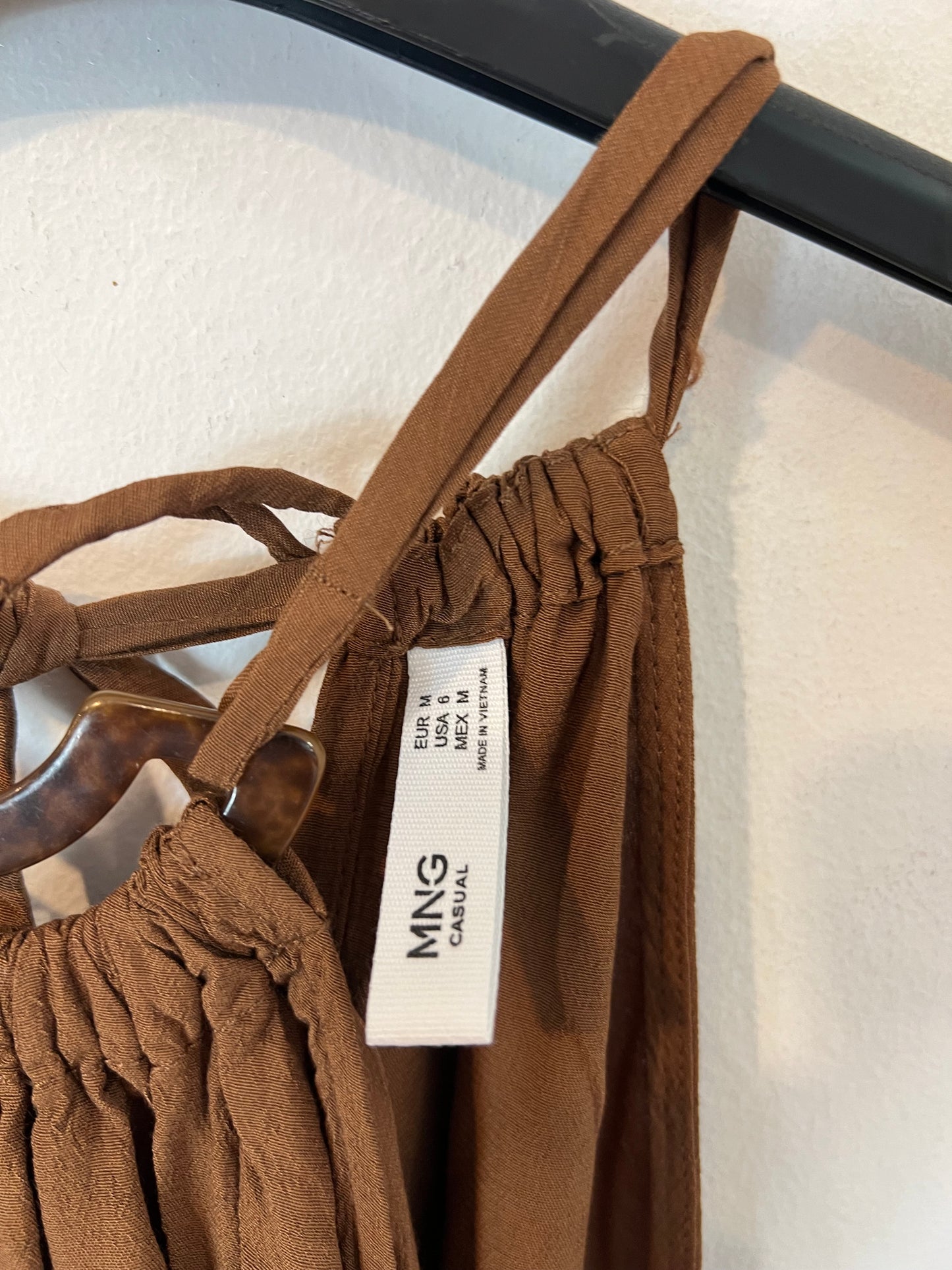 MANGO. Vestido largo marrón T.m