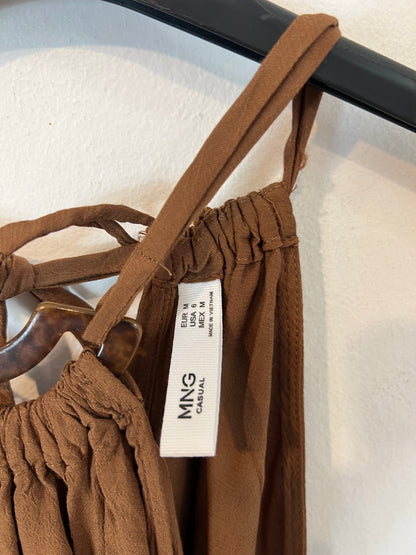 MANGO. Vestido largo marrón T.m