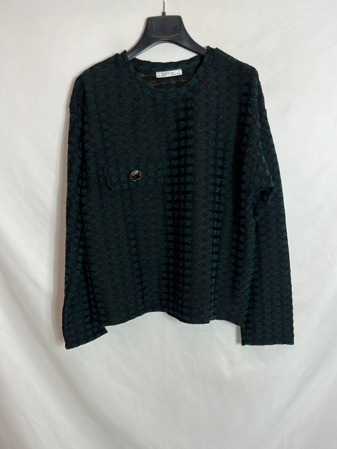 ZARA. Textured checkered top Tm