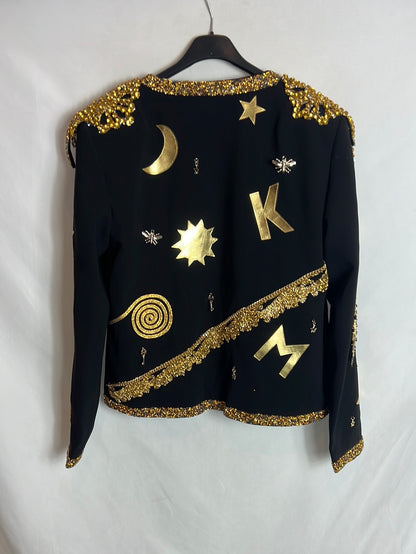 KIKIRIKI. Black beaded jacket. TS