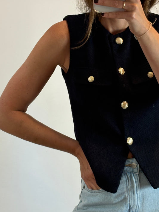 ZARA. Black textured vest Ts