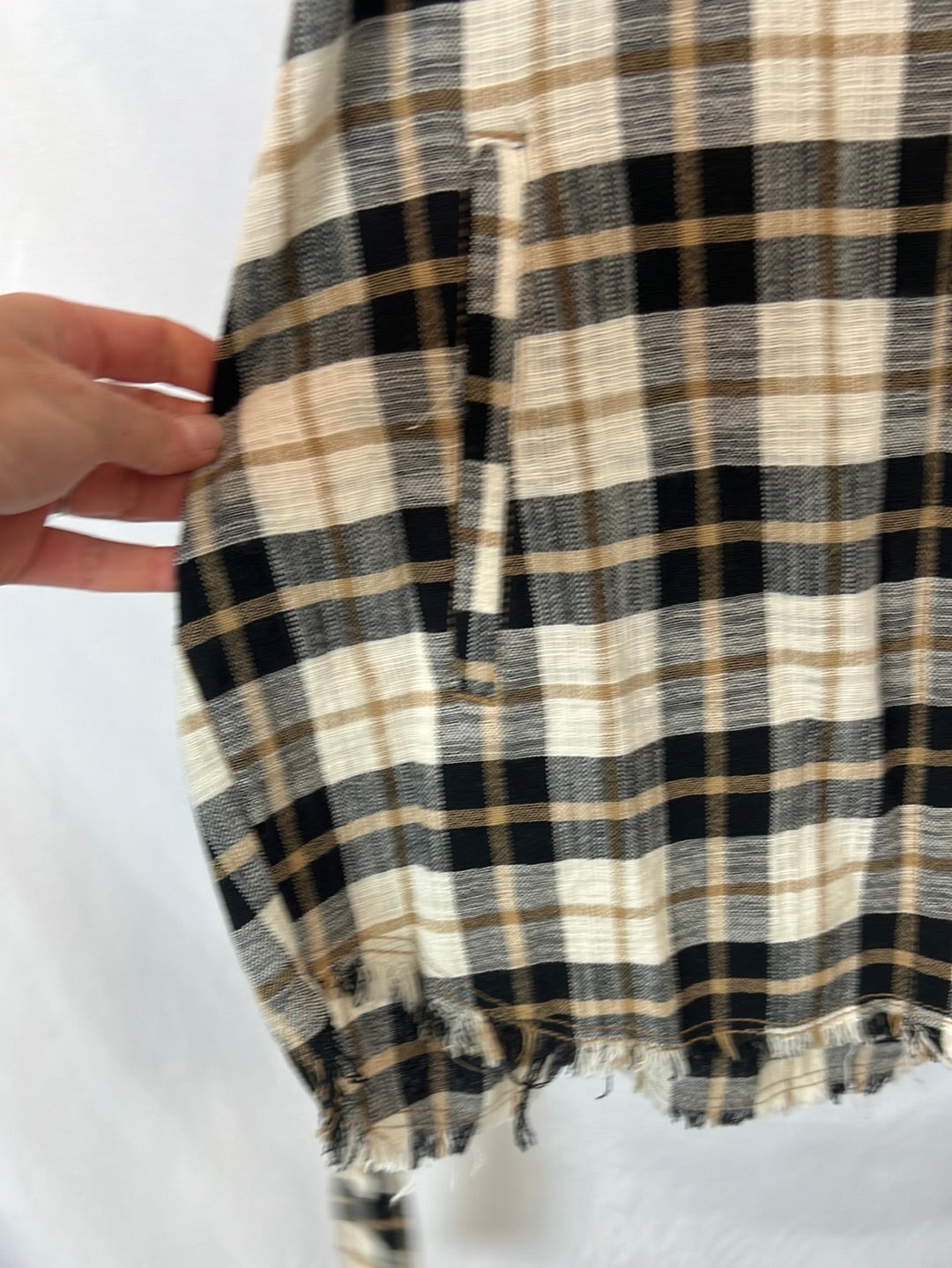 ZARA. Chaqueta cuadros cinturón. T S