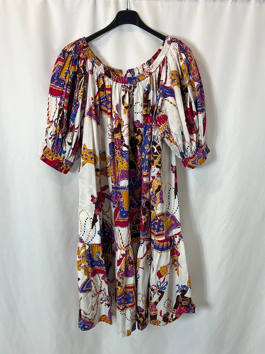 YVES SAINT LAUREN. Printed midi dress TS/M