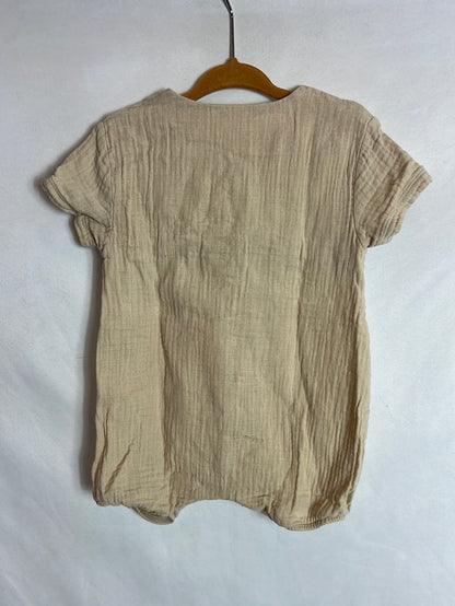 ZARA. Beige bamboo romper. Size 6-9 months