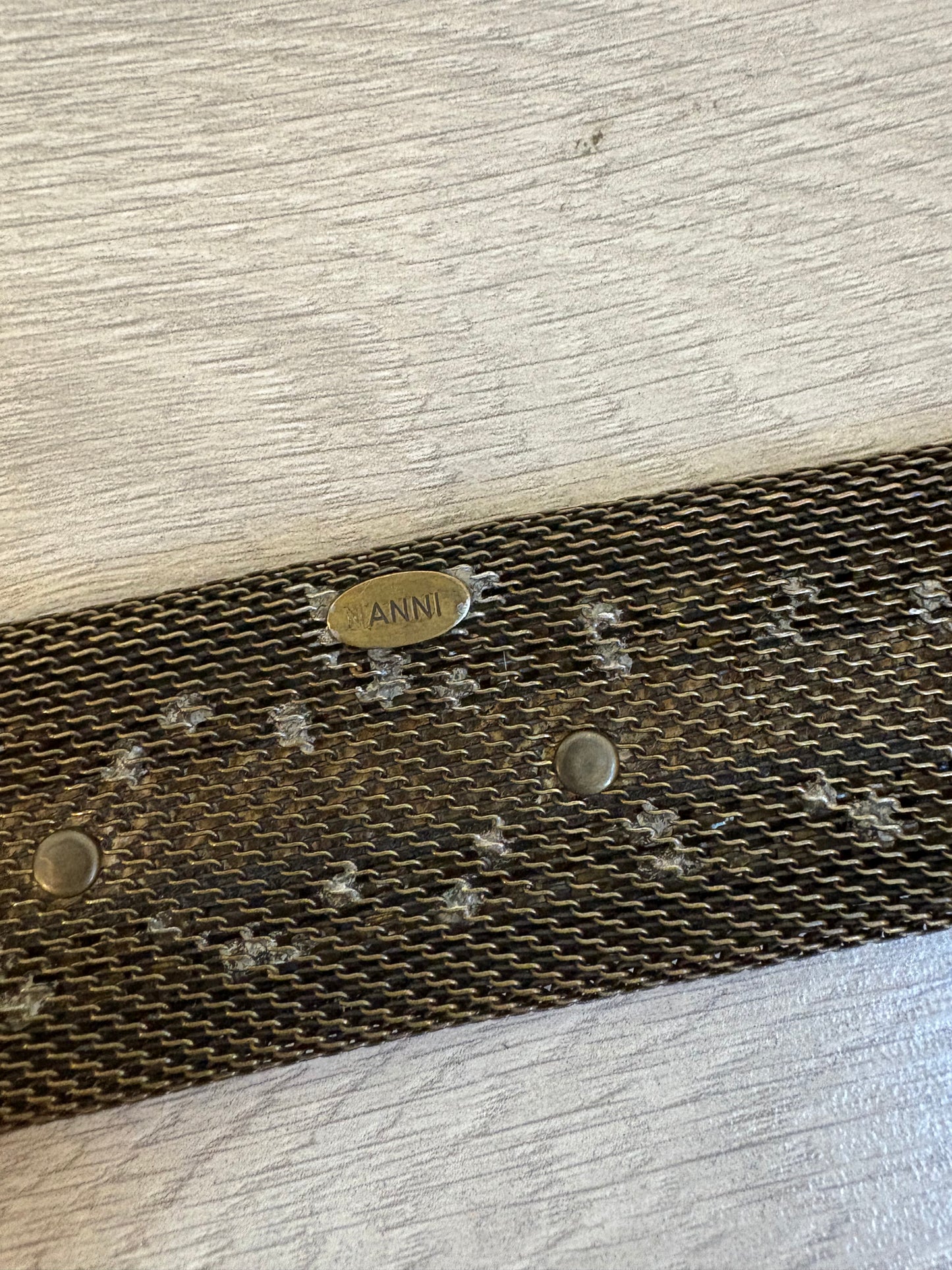 NANNI Milano. Cinturón piel abalorios vintage. T 85