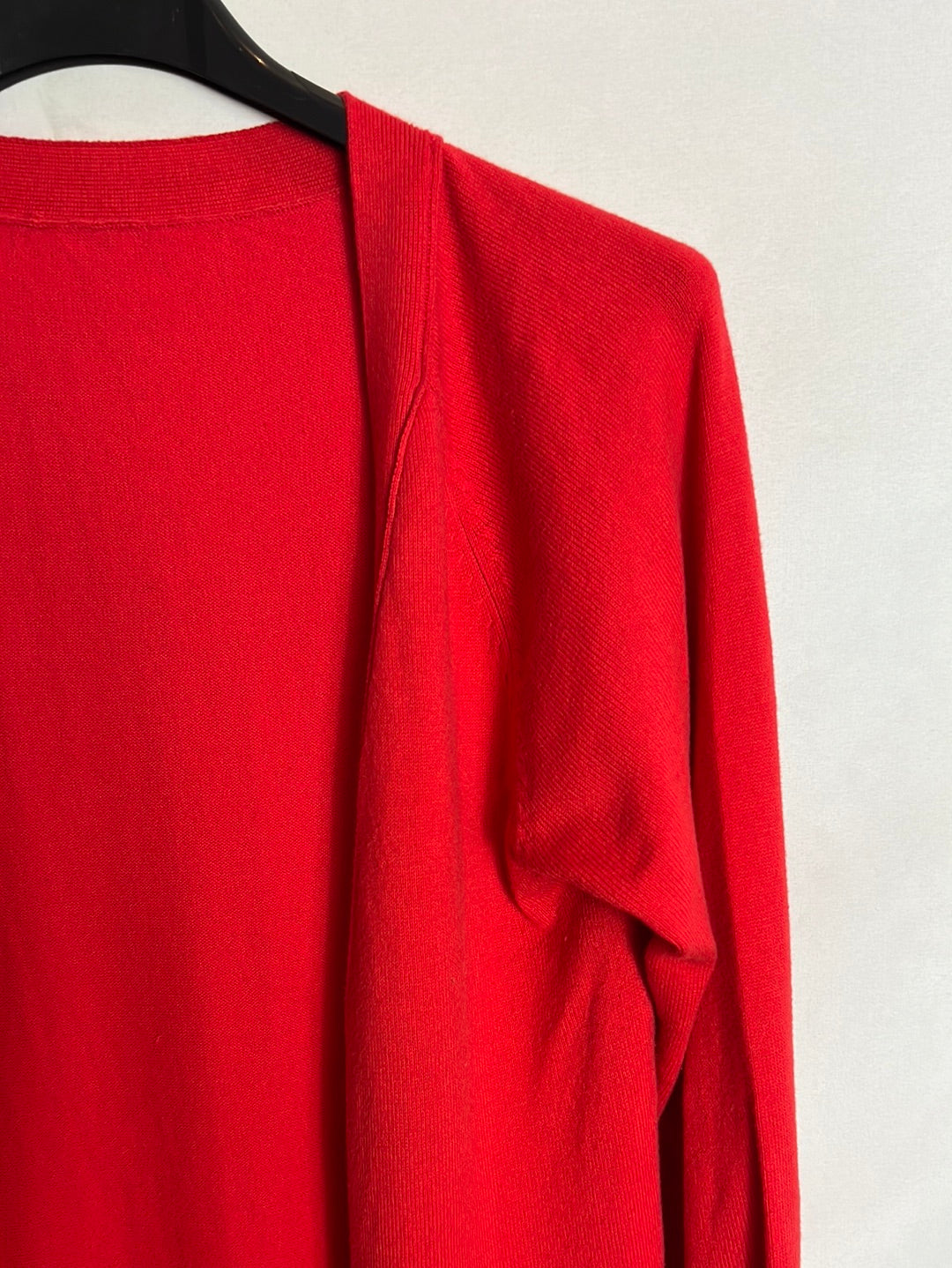 OTHERS. Long red cardigan with pockets. TM
