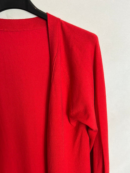 OTHERS. Long red cardigan with pockets. TM