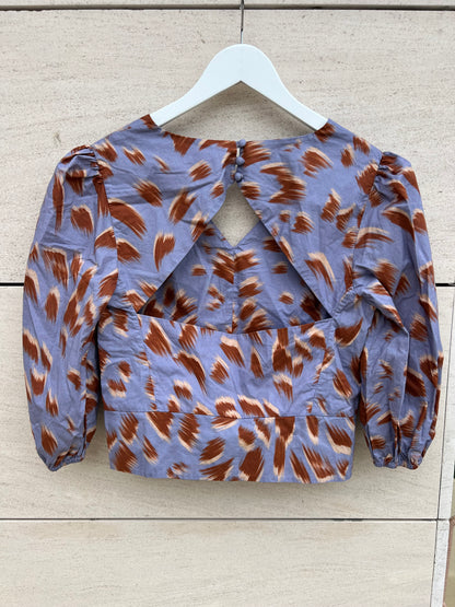 MIMOKI. Top morado estampado  T.s/m