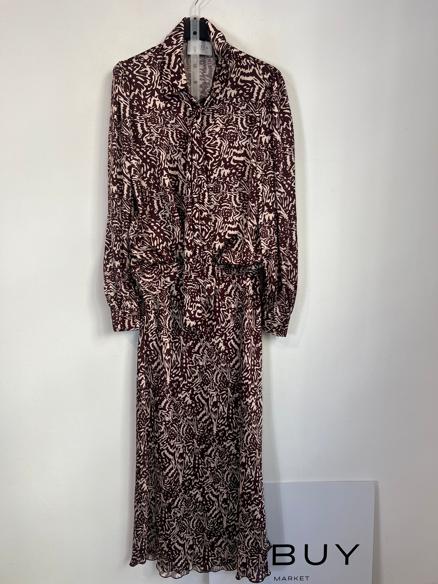 SATELA. Conjunto blusa y falda fluido estampado. T S