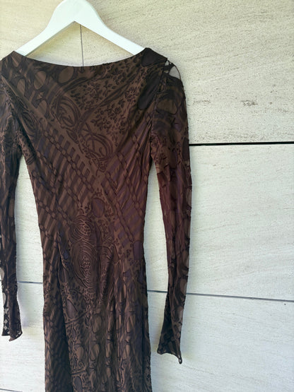 Vestido midi marrón texturas