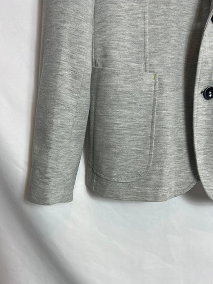 RESERVED. Heathered gray blazer with fluorescent details. TS