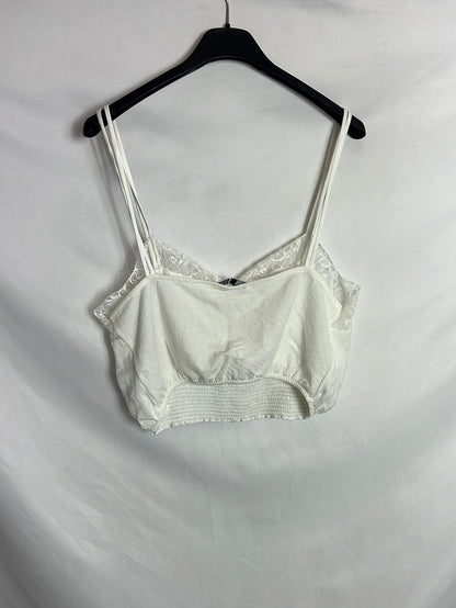ZARA. Top lencero bianco crop. T L