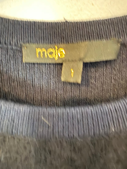 MAJE. Vestido azul y negro angora