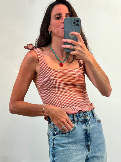ZARA. Top cuadros vichí